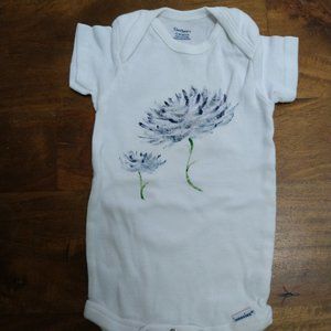 Hand-painted onesie with blue flowers